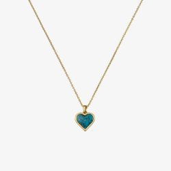 Ted Baker Farida Gold Tone Faceted Turquoise Stone Heart Pendant Necklace TBJ3966-02-32