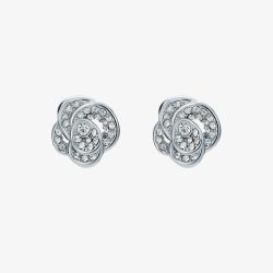Ted Baker Florine Silver Tone Cubic Zirconia Flower Stud Earrings TBJ3848-01-02