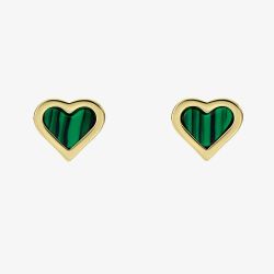 Ted Baker Morlia Gold Tone Green Monogram Heart Stud Earrings TBJ3797-02-180