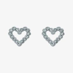 Ted Baker Amorina Silver Tone Cubic Zircona Halo Heart Stud Earrings TBJ3834-01-02