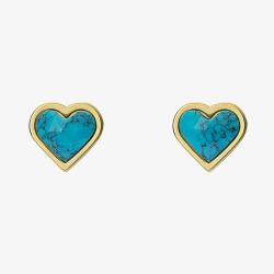 Ted Baker Faris Gold Tone Faceted Turquoise Heart Stud Earrings TBJ3968-02-32