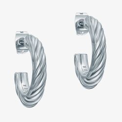 Ted Baker MELANIE Silver Tone Plated Twist Hoop Earrings TBJ4186-01-03