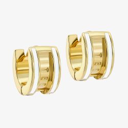 Ted Baker ROLO Gold Tone Plated White Enamel Roll Huggie Hoop Earrings TBJ4162-02-08