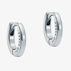 Ted Baker CRISETE Silver Tone Plated Logo Huggie Hoop Earrings TBJ3745-01-03