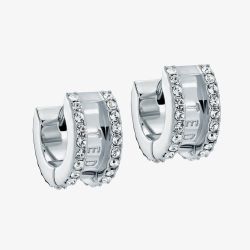 Ted Baker ROSIE Silver Tone & Crystal Roll Huggie Hoop Earrings TBJ4085-01-02