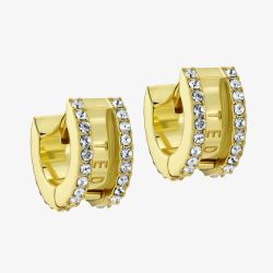 Ted Baker ROSIE Gold Tone & Crystal Roll Huggie Hoop Earrings TBJ4085-02-02