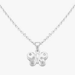 Fleur Kids Sterling Silver Cubic Zirconia Butterfly Pendant Necklace AZP267804