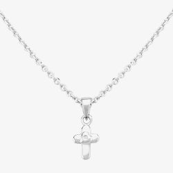 Fleur Kids Sterling Silver Cubic Zirconia Cross Pendant Necklace AZP041404