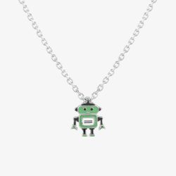 Fleur Kids Sterling Silver & Enamel Rusty the Robot Necklace THB001004