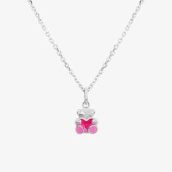 Fleur Kids Sterling Silver & Enamel Teddy Bear Necklace THB001304