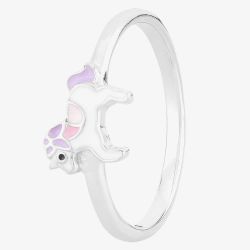 Fleur Kids Sterling Silver White And Pink Unicorn Ring AZR234404 