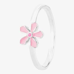 Fleur Kids Sterling Silver Pink Enamel Flower Ring AZR087804 