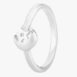 Fleur Kids Sterling Silver Cubic Zirconia Moon And Star Ring AZR116404