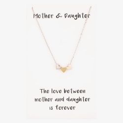 Sentiments Mother and Daughter Multi-Tone Heart Charm Necklace 18791