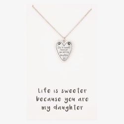 Sentiments Life Is Sweeter Daughter Heart Pendant 11408