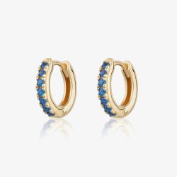 Scream Pretty 18ct Gold Plated Rhodium Plated Blue Cubic Zirconia Huggie Hoop Earrings SPG-190
