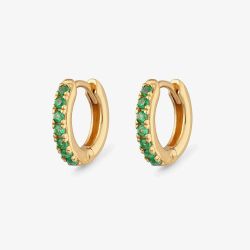 Scream Pretty 18ct Gold Plated Green Cubic Zirconia Huggie Hoop Earrings SPESGS185