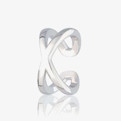 Scream Pretty Silver Rhodium Plated Cross Over Single Ear Cuff Earrings SPECSS179