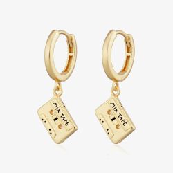 Scream Pretty 18ct Gold Plated Mix Tape Charm Hoop Earrings SPG-156