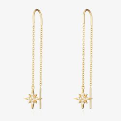 Scream Pretty Starburst 18ct Gold Plated Cubic Zirconia Threader Star Earrings SPEDGS7-PV