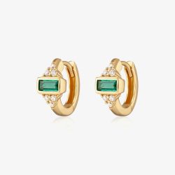 Scream Pretty Audrey 18ct Gold Plated Green Cubic Zirconia Huggie Hoop Earrings SPG-91