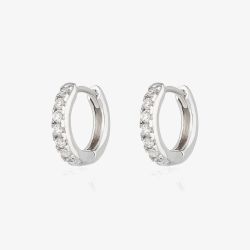 Scream Pretty Silver Rhodium Plated Cubic Zirconia Huggie Hoop Earrings SPESSS48-PV