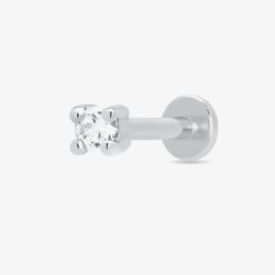 Scream Pretty Silver Rhodium Plated Round Cubic Zirconia Single Stud Earrings SPS-33