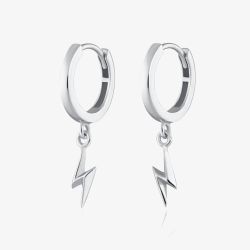 Scream Pretty Silver Rhodium Plated Lightning Bolt Hoop Earrings SPS-166