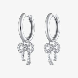 Scream Pretty Silver Rhodium Plated Cubic Zirconia Bow Hoop Earrings SPS-194-276a
