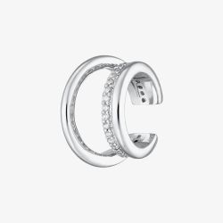 Scream Pretty Silver Rhodium Plated Cubic Zirconia Illusion Triple Band Ear Cuff Earrings SPS-168