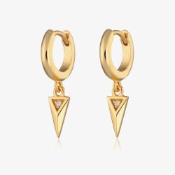 Scream Pretty Rebel 18ct Gold Plated Cubic Zirconia Charm Hoop Earrings SPG-203a