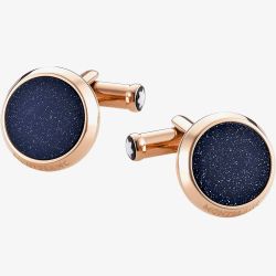 Montblanc Meisterstuck Rose Gold Plated Blue Glitter Cufflinks 112908