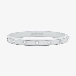Michael Kors Silver Tone Plated Cubic Zirconia Logo Bangle MKJ8650040