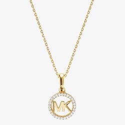 Michael Kors Custom 14ct Gold Plated Logo Starter Necklace MKC1108AN710