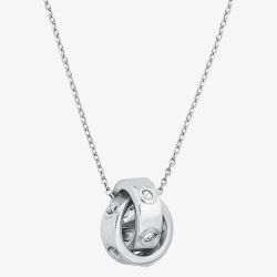Michael Kors Silver Tone Plated Cubic Zirconia Interlocking Pendant MKJ8654040