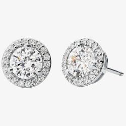 Michael Kors Sterling Silver Round Cubic Zirconia Cluster Stud Earrings MKC1035AN040