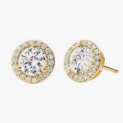 Michael Kors Gold Plated Round Crystal Halo Stud Earrings MKC1035AN710
