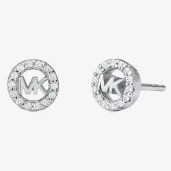 Michael Kors Silver Round Crystal Halo Stud Earrings MKC1727CZ040