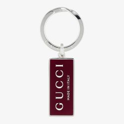 Gucci Trademark Sterling Silver Red Enamel Keyring YBF81899700100U