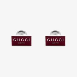 Gucci Trademark Sterling Silver Red Enamel Cufflinks YBE81496500100U