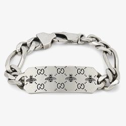 Gucci Signature Silver GG & Bee Tag Bracelet YBA7282640010