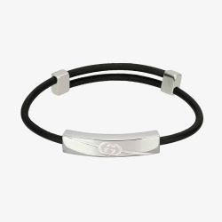 Gucci Silver Interlocking Leather Bracelet YBA77446400100U