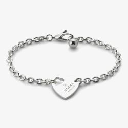 Gucci Trademark Silver Cut Out Heart Bracelet YBA79630100101