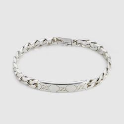 Gucci Signature Silver Trademark Tag Chain Bracelet YBA8148510010