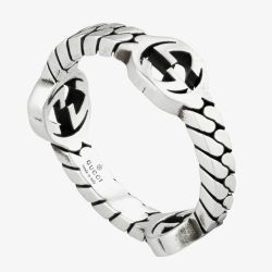 Gucci Sterling Silver Interlocking Ring YBC661523001
