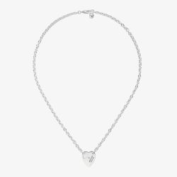 Gucci Trademark Silver Cut Out Heart Necklace YBB79636300100U