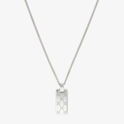 Gucci Signature Silver Trademark Tag Necklace YBB81485200100U