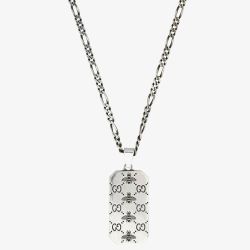 Gucci Signature Silver InterlockingG & Bee Tag Necklace YBB72826500100U
