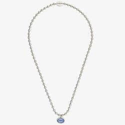 Gucci Interlocking Blue Enamel Boule Necklace YBB75343800100U