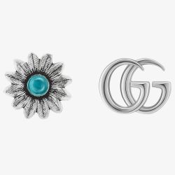 Gucci Silver GG Marmont Flower Earrings YBD52734400100U